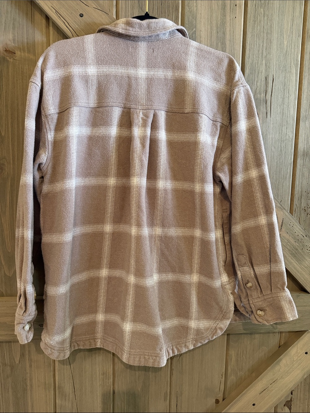 Madewell Taupe Plaid Button-Down Shirt Jacket Women’s Size L - Picture 7 of 13
